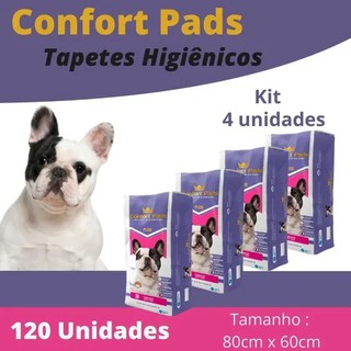 Tapete Higiênicopara cachorro Confort Pads 80x60 Cm-120 Unidades Pet cães descartável