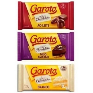 Chocolate Fracionado Garoto 1kg Cobertura Ao leite ou Meio Amargo