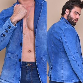 Blazer Masculino Slim Fit Moderno Elegante Elastano Jeans (2)