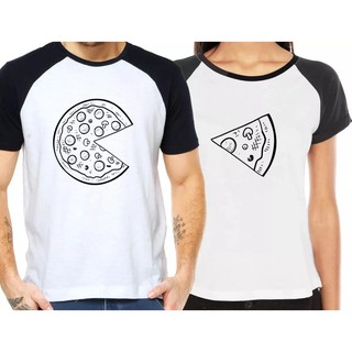 Kit 2 Camiseta Para Casal Namorados Combinando Pizza Tumblr