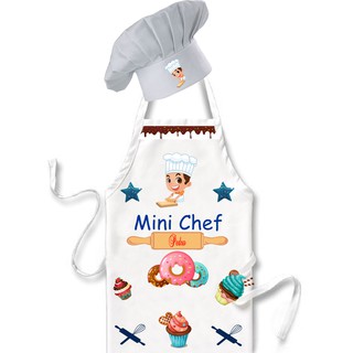 Kit Mini Chef Avental Menino + Nome Personalizado + Chapéu De Cozinheiro!