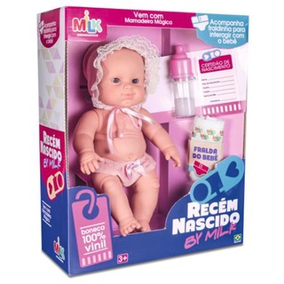 Bebê Recém Nascido By Milk C/ Fraldinha - Milk Brinquedo
