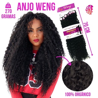 Cabelo Orgânico Cacheado Longo 8 Telas 70cm Para Mega Hair - Entrelace - Weng - Anjo - Serve Uma Cabeça + Brinde (5)