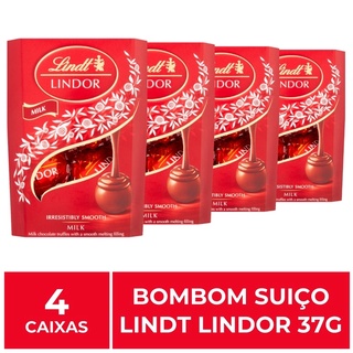 4 Caixas de 37g, Bombons de Chocolate Suico, Lindt Lindor