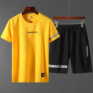 Conjunto Masculino Camiseta + Shorts baju lelaki Manga Curta Gola Redonda