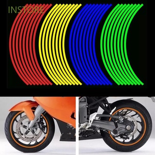 Instore Motocicletas Universal Roda Etiqueta Auto Decalques Rim Stripe Fita Reflexiva Etiqueta Para Kawasaki Reflexiva Listras Para Honda 17 "18" Acessórios Da Motocicleta Da Bicicleta Adesivos Roda Fita Do Aro / Multicolor