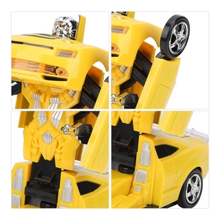 Brinquedo Carrinho Vira Robô Bate E Volta Com Luzes E Som Camaro Amarelo (7)