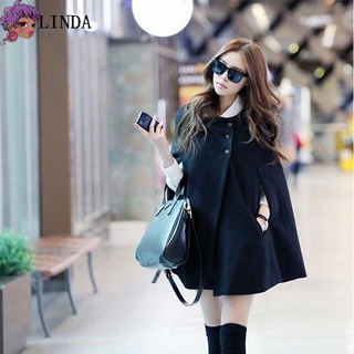 linda Women Lady Cloak Poncho Coat Loose Fashion Outwear Medium Length Clothing For Winter