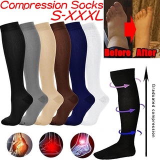 1Pair Unisex Compression Long Socks Women Men Pressure Varicose Veins Leg Relief Pain Knee High Stockings S-XXXL