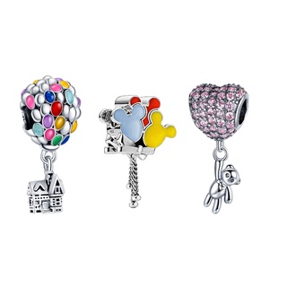 Pandora 925 pulseira acessórios 925 Flying House colorido balão de ar quente pingente joias de prata joias faça você mesmo