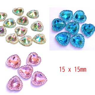 Chaton Coração Diamantado 15 x 15 mm paconte com 30 peças (1)