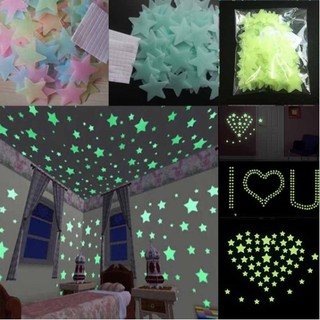 100pcs Arte de parede de adesivo com estrelas luminosas para decoração de quarto infantil