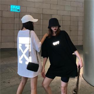 [Em estoque] 2022 novas camisetas femininas de manga curta larga com faixa reflexiva Jaqueta