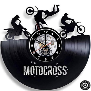 Relogio de parede Motocross de corrida feito em disco De Vinil - Relógio De Vinil Disco LP
