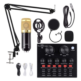 Kit Microfone Condensador Para Estúdio Lotus Bm800 + Placa De Som Interface De Áudio + Pop Filter + Aranha + Braço Articulado
