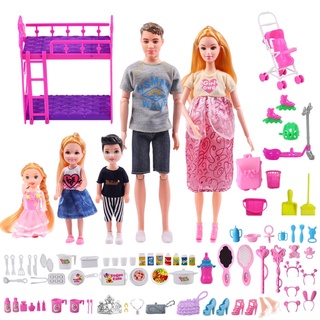 Casa de boneca Barbie grávida barbie kit Família Mamãe Grávida Little Kelly Big Tummy Casa dos Sonhos Presente de Aniversário (1)