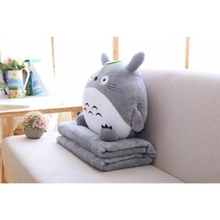 Multifuncional Japão Totoro Pelúcia Bonito Flanela Macia Travesseiro Com Cobertor 3 Em 1 Stuffed Hand Warmer Almofada Menina Presente Do Valentim (8)