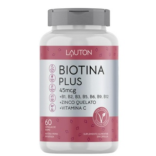 Biotina Concentrada com Vitaminas B + C + Zinco - 60 Capsulas Lauton - Cabelo - Pele e Unha