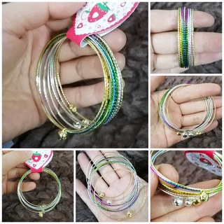 kit de 8 Pulseiras bracelete conjunto 8 Argolas em Metal coloridas