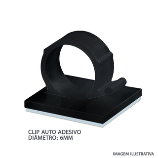 Clip Auto Adesivo Fixador 6mm de Parede para Cabos e Fios