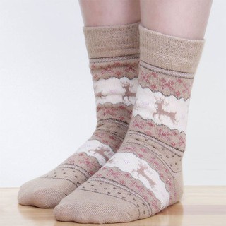 Meias De Inverno Femininas Natal Lã Quente Floco De Neve Fofo Veado Confortável (9)
