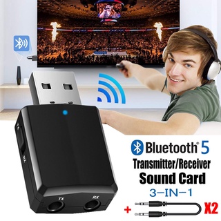 Usb Bluetooth 5.0 Transmissor Receptor 3 Em 1 Adaptador Dongle 3.5 Milímetros Aux Para Tv Pc Fones De Ouvido
