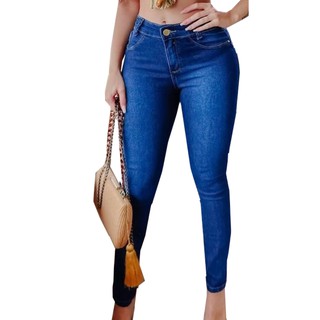 Calças Cintura Alta Jeans Feminina Com Elastano (4)