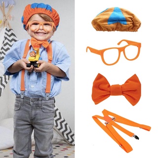 Be Like Blippi Dress up! Role play Costume Hat Glasses Suspenders Bow Tie New