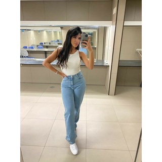 Calça jeans Wide lag feminina Pantalona perfeita blogueira (6)