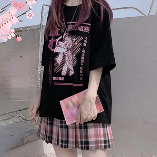 Camiseta Feminina Folgada Estilo Gótico / Punk / Dark / Grunge / Harajuku / Verão Y2K (8)