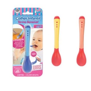 Colher Para Bebe Térmica Silicone Sensível A Temperatura Kit com 3 Unidades Azul Amarela Laranja Infantil papinha (2)