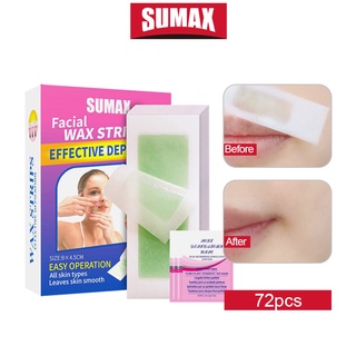 Sumax (72 Folhas) /Fita Depilação Facial Folhas Duplas Morango Depilflax/Depilatória