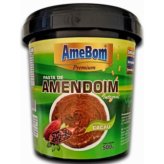 2 Pastas de amendoim Amebom (1 tradicional 500g + 1 cacau c/ estevia 500g) (4)