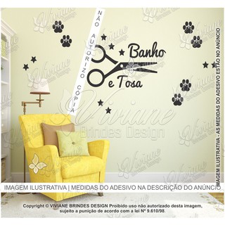 Adesivo Decorativo Tesoura Pet Shop Cachorro Banho E Tosa Patinhas AC082