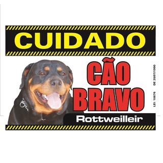 Placa De Advertência Placa Cão Bravo Para Rottweiler 20 x 30 Placa Com Número De Lei (1)