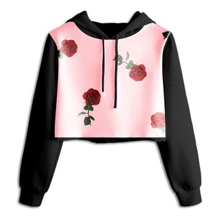 Blusinha Cropped 3d Ful Moletom Feminino Blusa Florado Rosa