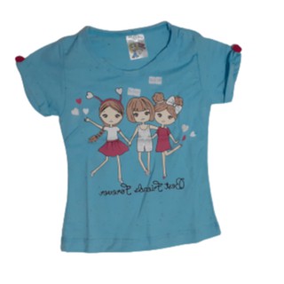 Camiseta Infantil Feminina manga curta Verão com detalhe nas mangas (3)