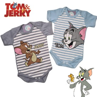 Body Bebe Temático Personagem Tom e Jerry Mesversário Fantasia Infantil