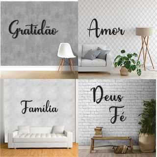 Palavras Decorativas Quadros de decoração madeira MDF Gratidão Amor Família para parede (1)