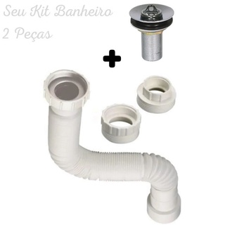 Sifão Sanfonado Universal Branco Banheiro + Válvula Lavatório 7/8 Metal Cromado (4)