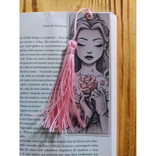 Marcador de página com Tassel plastificado Bela Rosa
