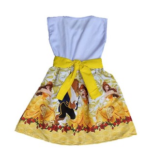 Vestido Infantil Temático A Bela e a Fera + Laço Boutique (2)