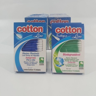 Hastes Flexíveis Cotton Line Cotonete Azul | Verde 75 Un (1)