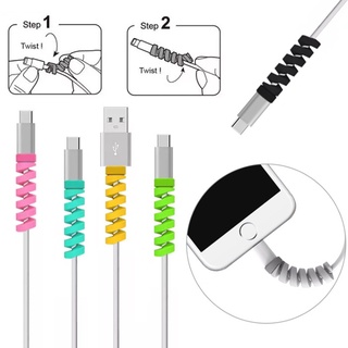 Cable Protector Spiral Silicone Bobbin Winder Wire Cord Organizer for iPhone USB Charger Cable Cord