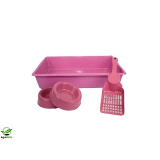 PROMOÇÃO Kit Bandeja sanitária gato bandeja higiénica caixa de areia para o gato fazer as necessidades COR ROSA PROMOÇÃO