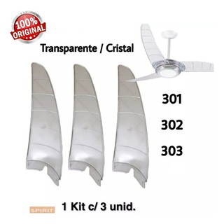 Kit com 3 Unidades Helice Pá Spirit Ventilador Teto Spirit - Cristal - Original