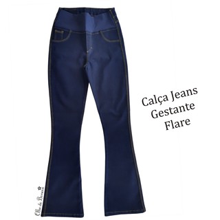 Calça Jeans Flare Para Gestante - PRAZO DE POSTAGEM 20 DIAS