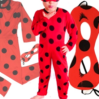 Fantasia Ladybug roupa infantil criança kigurumi com máscara macacão lady bug
