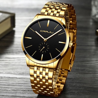 CRRJU Luxury Watch Men Business Sports Mens Quartz Wristwatches Gold Stainless Steel Waterproof Automatic Date Relogio Masculino 2166