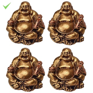 Kit 4 Buda Chines Sorridente Fortuna Riqueza Zen Dourado 5cm (1)